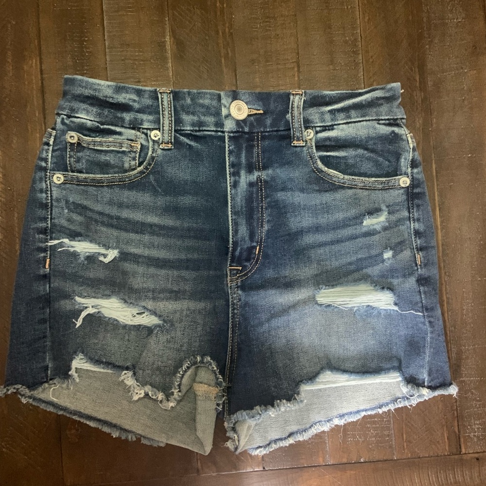 american eagle curvy hi-rise shortie jean shorts